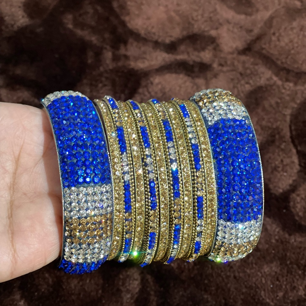 Royal Blue and golden bangle bracelets
